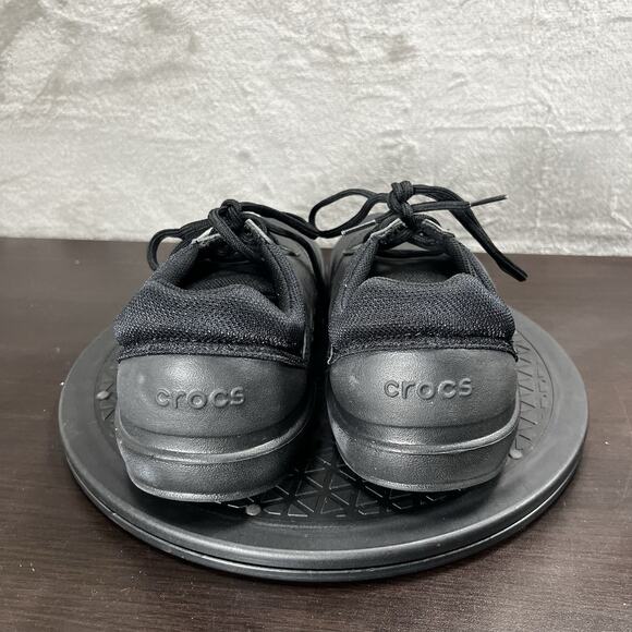 Crocs Womens Size 8 Velocity Work Black Leather Lace Up Work Shoes - Picture 4 of 10